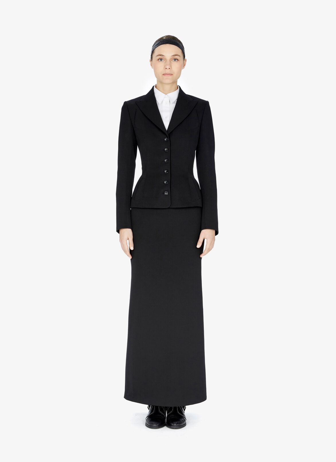 Wool-Blend Button-Front Blazer ALAÏA BLACK WOOL-BLEND BUTTON-FRONT BLAZER